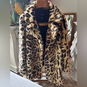 Forever 21 leopard faux fur car coat size 3x